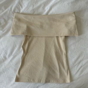 sézane cream jared off shoulder top